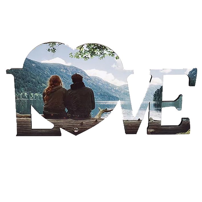 מעמד MDF שולחני בצורת LOVE להדפסת תמונה והקדשה אישית בגודל 30*15 ס"מ