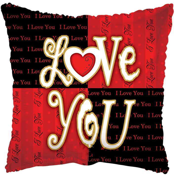 בלון מיילר 18 אינטש מרובע אדום שחור עם כיתוב love you
