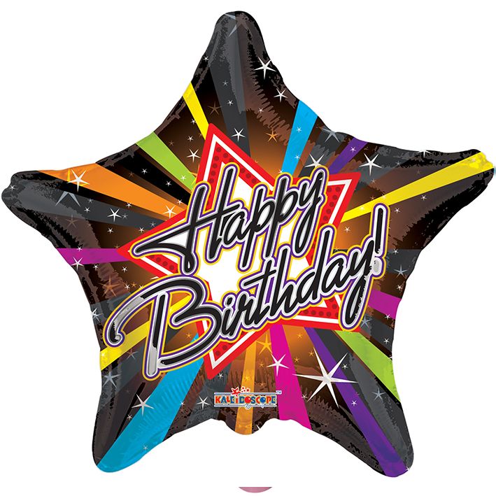 בלון על מקל 9 אינטש עם כיתוב happy birthday
