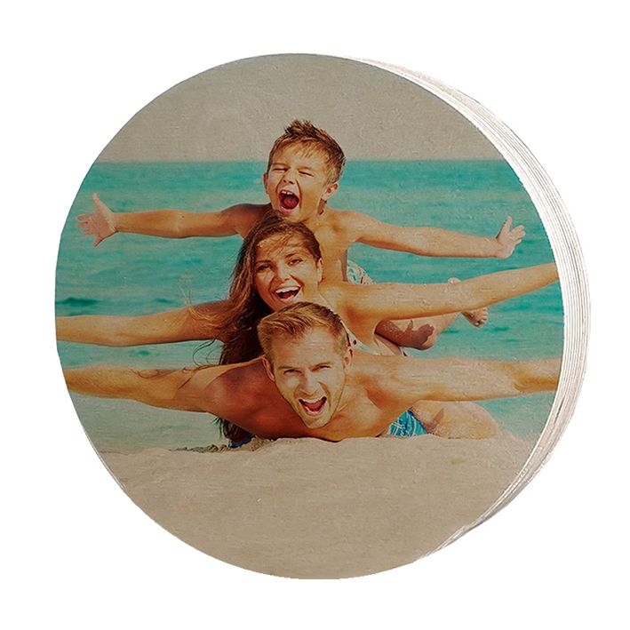 בלוק עץ עגול בקוטר 19 ס"מ להדפסת תמונה והקדשה אישית