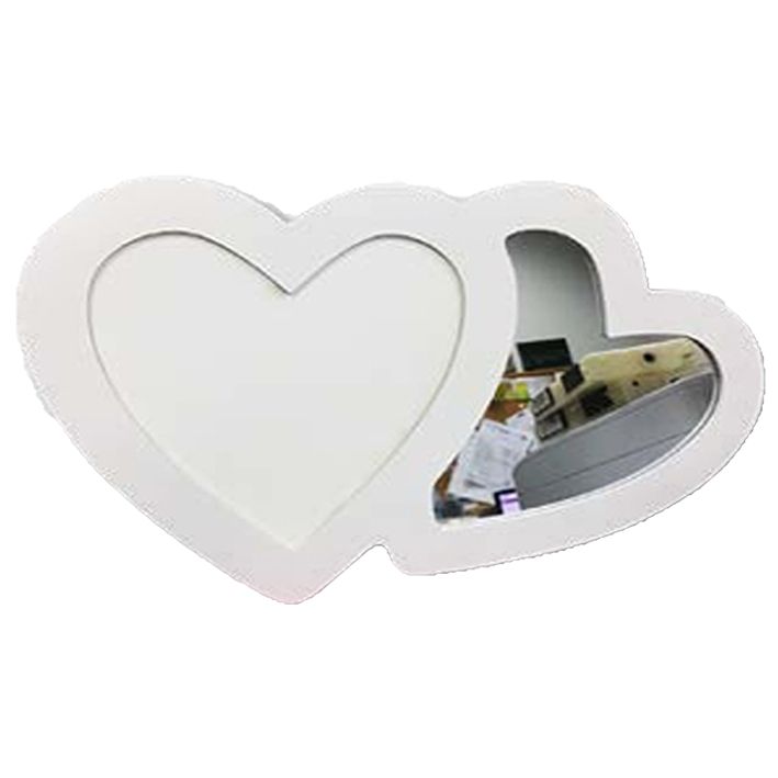 מסגרת עץ לתלייה בצורת לב עם מראה בצורת לב להדפסת תמונה והקדשה אישית