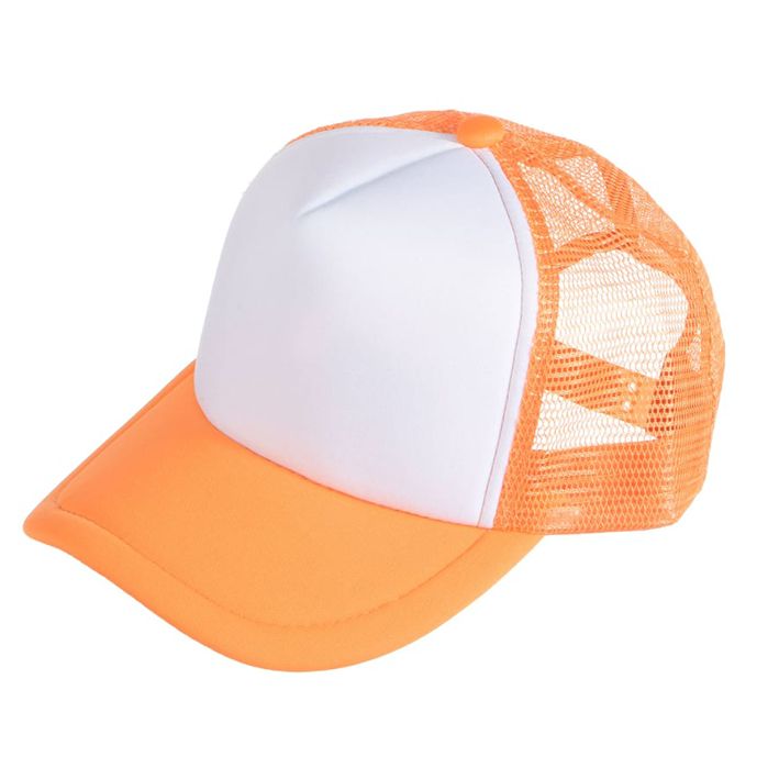 כובע רשת סובלימציה למבוגר בצבע כתום להדפסת תמונה והקדשה אישית