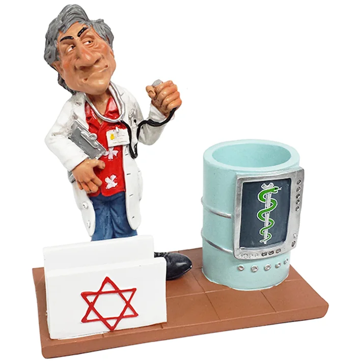 מעמד שולחני "רופא" עם כוס לעטים וכרטיסי ביקור  16x9 ס"מ