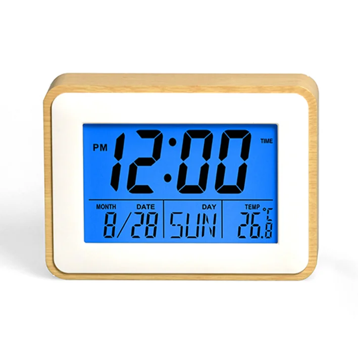 שעון LCD דיגיטלי לקיר או לשולחן עם תאורת לד
