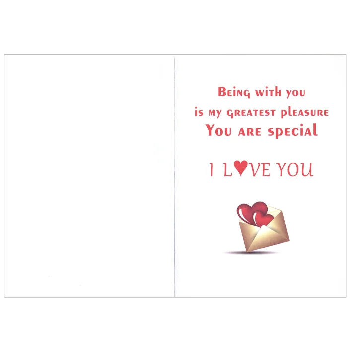 כרטיס ברכה עבודת יד I LOVE YOU אדום + פפיון – תמונה 2