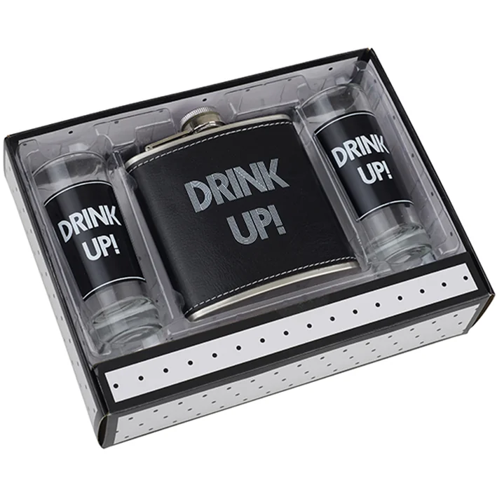 מארז מתנה פלסק ושני צ'ייסרים Drink Up
