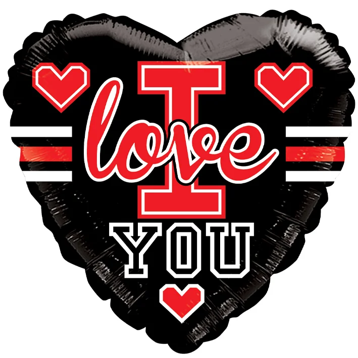בלון מיילר 18 אינטש בצורת לב שחור עם כיתוב I LOVE YOU