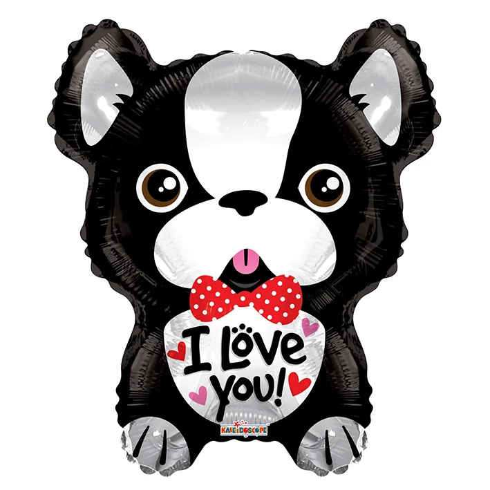 בלון מיילר בצורת כלב עם פיפיון כיתוב love you י 18 אינטש