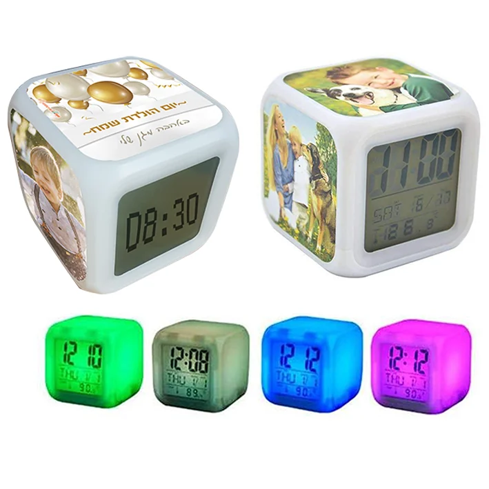שעון מעורר דיגיטלי להדפסת תמונה והקדשה אישית