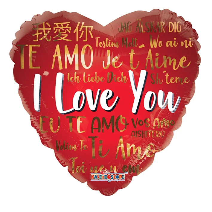 בלון מיילר 18 אינטש בצורת לב אדום עם כיתוב I LOVE YOU