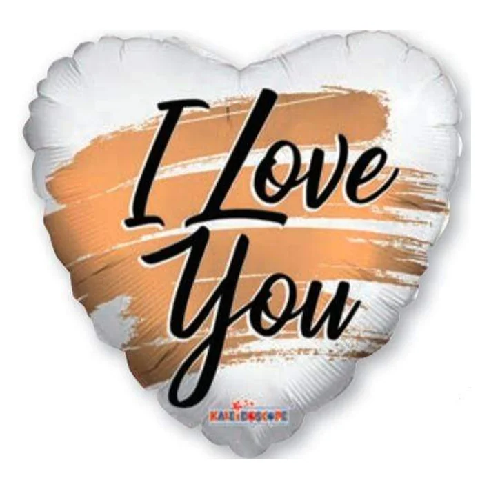 בלון מיילר 18 אינטש בצורת לב לבן עם כיתוב I LOVE YOU