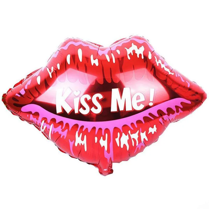 בלון מיילר 22 אינטש בצורת שפתיים עם כיתוב KISS ME