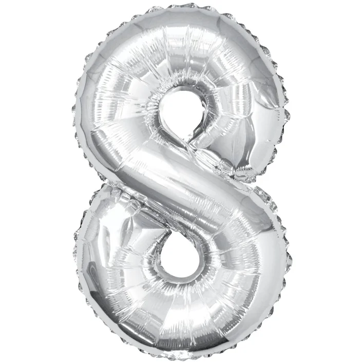 בלון מיילר 34 אינטש ספרה 8 כסף