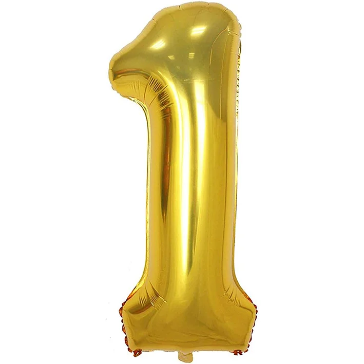 בלון מיילר בצורת מספר 1 בצבע זהב 34 אינטש