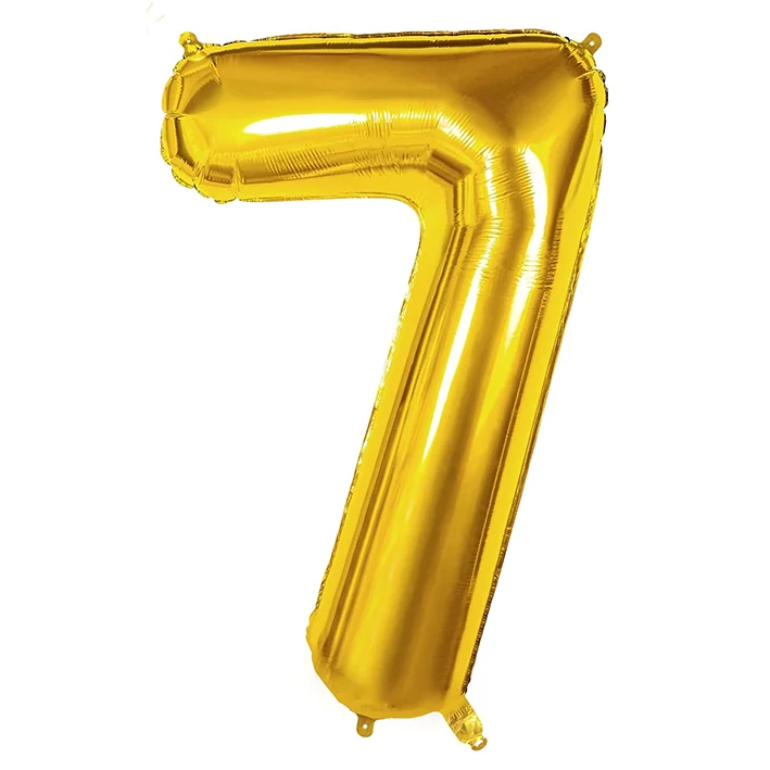 בלון מיילר בצורת מספר 7 בצבע זהב 34 אינטש