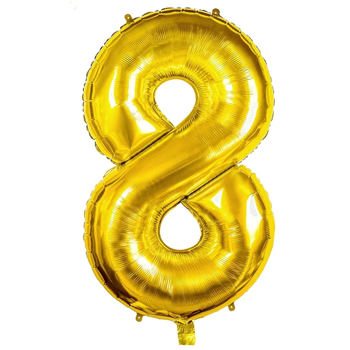בלון מיילר בצורת מספר 8 בצבע זהב 34 אינטש
