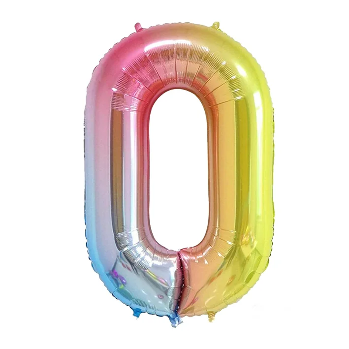 בלון מיילר בצורת מספר 0 בצבע קשת 34 אינטש