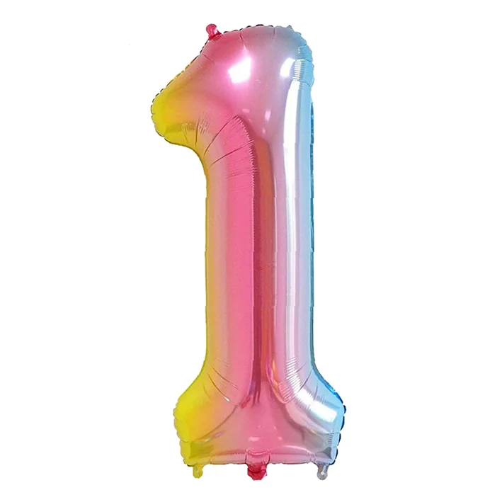 בלון מיילר בצורת מספר 1 בצבע קשת 34 אינטש