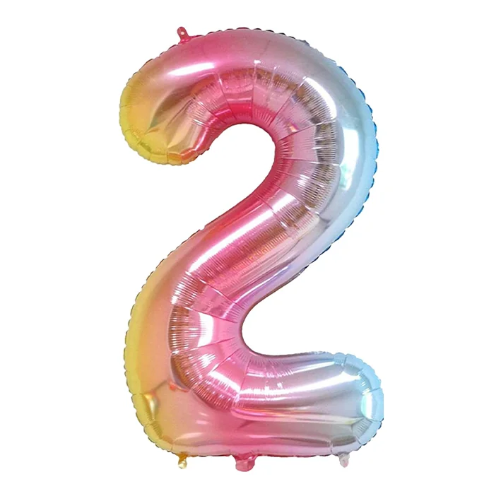 בלון מיילר בצורת מספר 2 בצבע קשת 34 אינטש