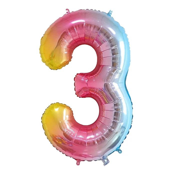 בלון מיילר בצורת מספר 3 בצבע קשת 34 אינטש