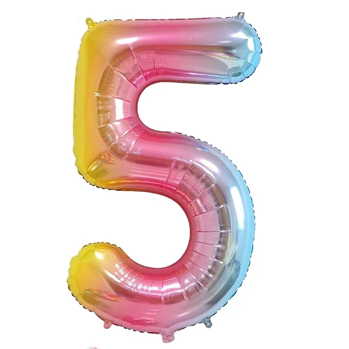 בלון מיילר בצורת מספר 5 בצבע קשת 34 אינטש