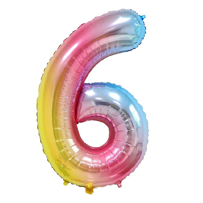 בלון מיילר בצורת מספר 6 בצבע קשת 34 אינטש