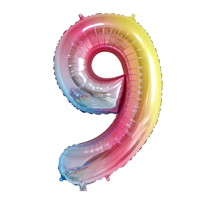 בלון מיילר בצורת מספר 9 בצבע קשת 34 אינטש