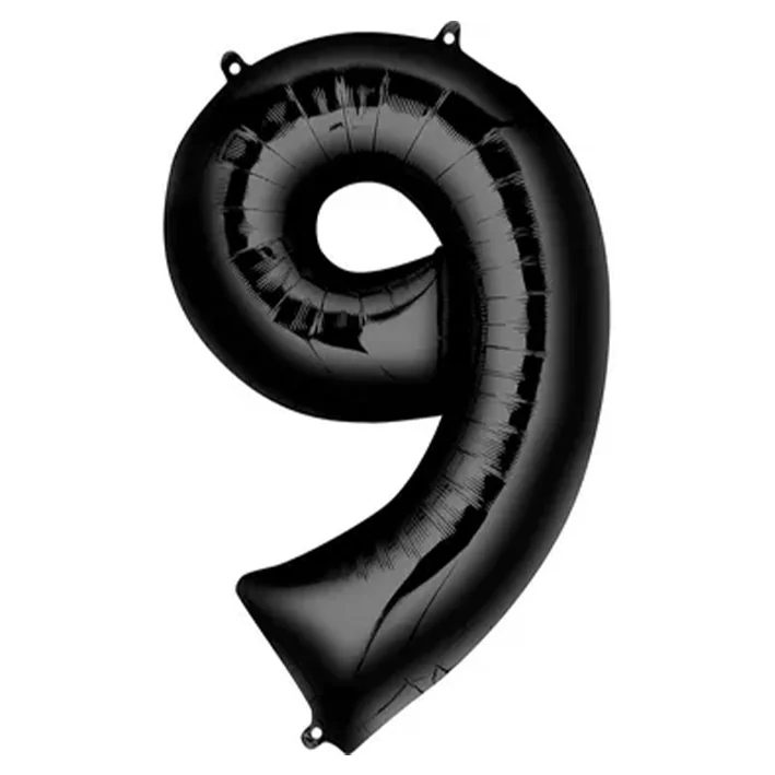 בלון מיילר בצורת מספר 9 בצבע שחור 34 אינטש