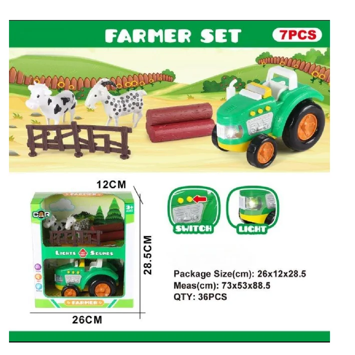 טרקטור חווה + אביזרים עם קולות ואורות